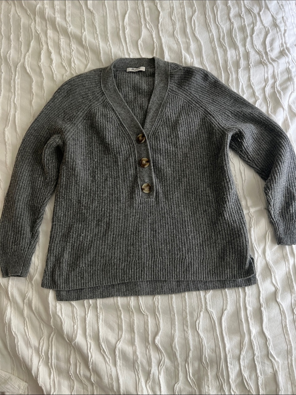 Madewell V-Neck Ribbed Button Sweater